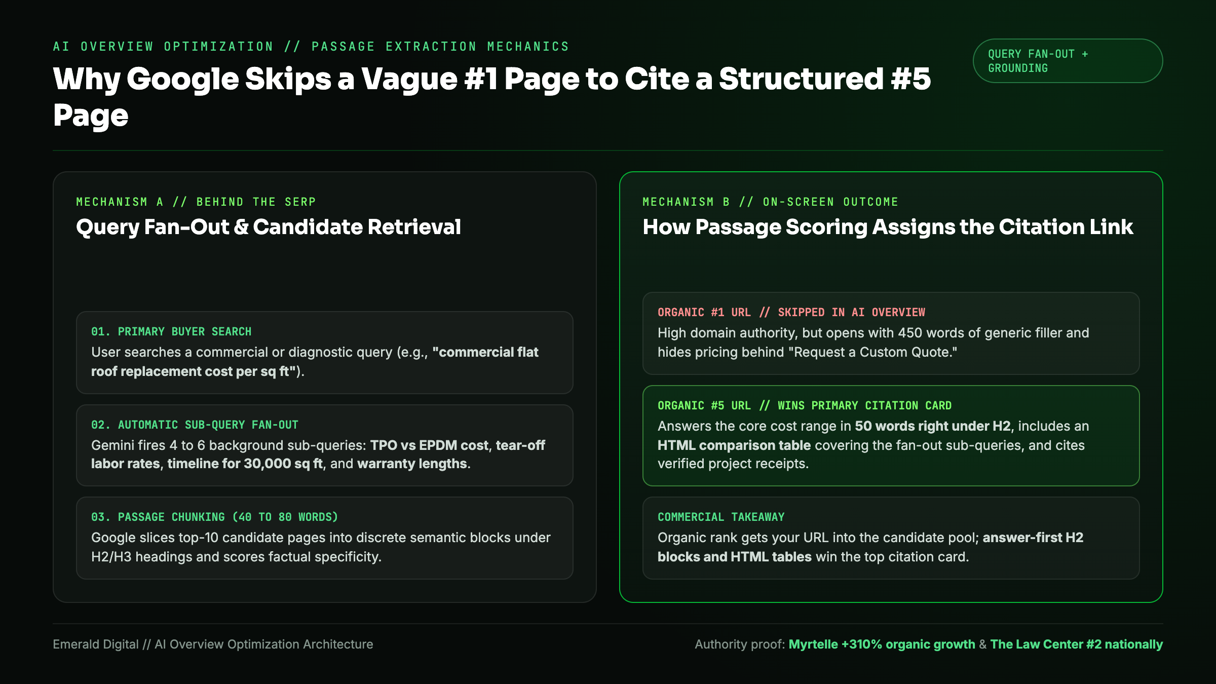 Anatomy of Google AI Overview passage retrieval, query fan-out grounding, and source card attribution